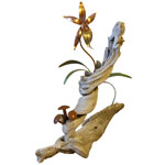 Orchid & Mushrooms - Copper Metal Art Sculpture by Gary Regner